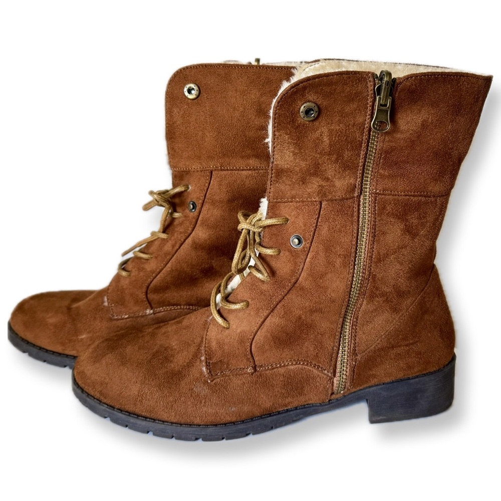 Comfortview Brown Faux Suede The Leighton Weather Boots - Picture 8 of 15